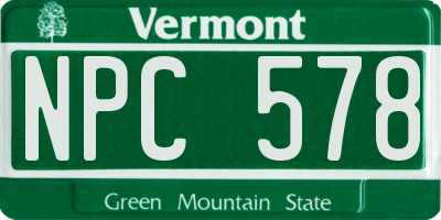 VT license plate NPC578