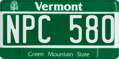VT license plate NPC580