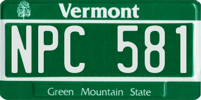 VT license plate NPC581