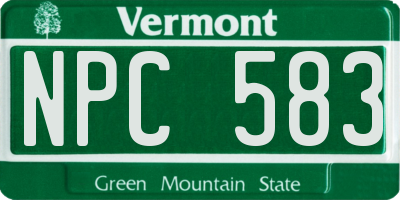 VT license plate NPC583
