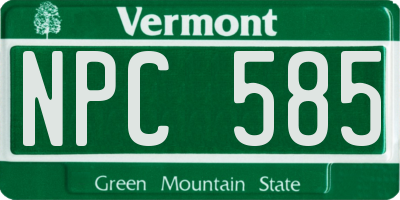 VT license plate NPC585