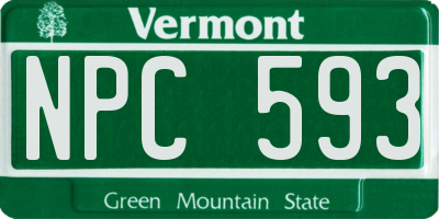 VT license plate NPC593