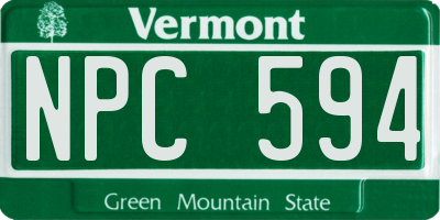 VT license plate NPC594