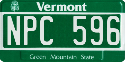 VT license plate NPC596