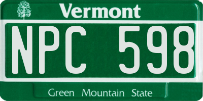 VT license plate NPC598