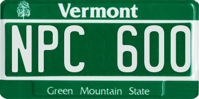VT license plate NPC600