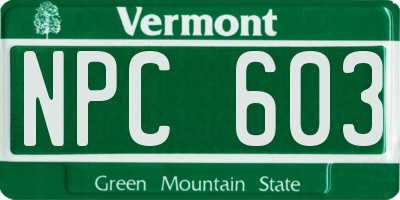 VT license plate NPC603