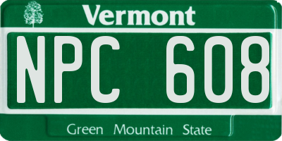 VT license plate NPC608