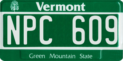VT license plate NPC609