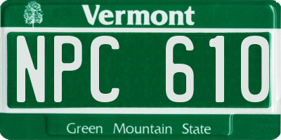 VT license plate NPC610