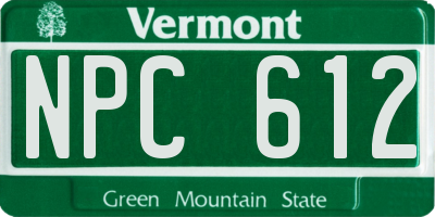 VT license plate NPC612