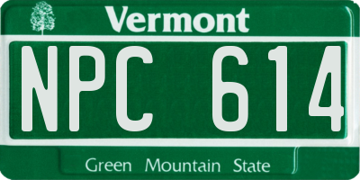 VT license plate NPC614