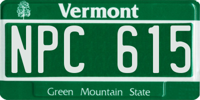 VT license plate NPC615
