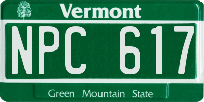 VT license plate NPC617