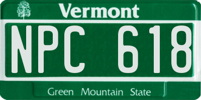 VT license plate NPC618