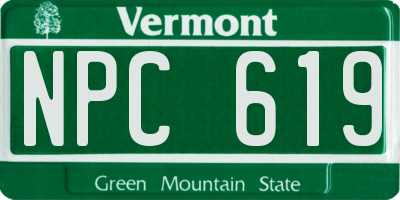 VT license plate NPC619