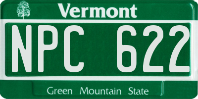 VT license plate NPC622
