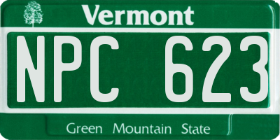 VT license plate NPC623