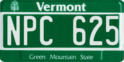 VT license plate NPC625