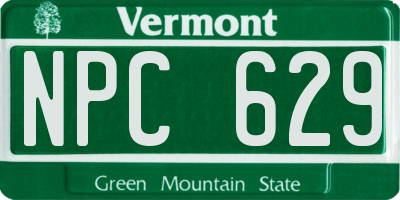 VT license plate NPC629