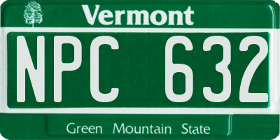 VT license plate NPC632