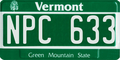 VT license plate NPC633