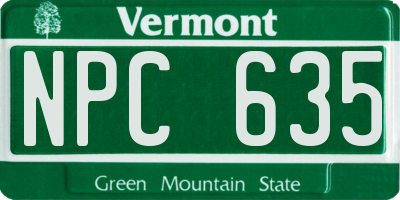 VT license plate NPC635