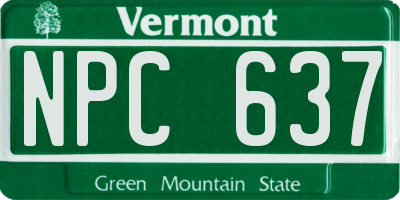 VT license plate NPC637