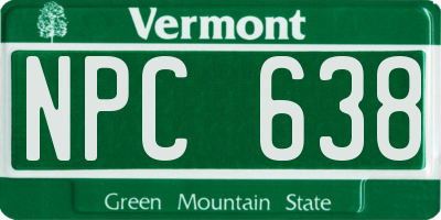 VT license plate NPC638