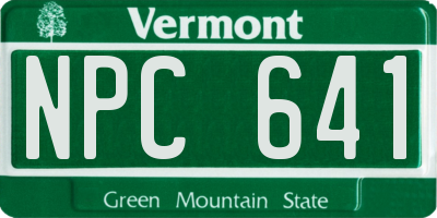 VT license plate NPC641