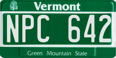 VT license plate NPC642