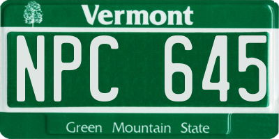 VT license plate NPC645