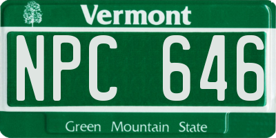 VT license plate NPC646