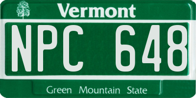 VT license plate NPC648