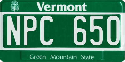 VT license plate NPC650
