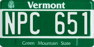 VT license plate NPC651