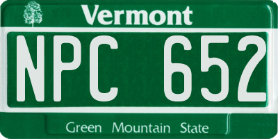 VT license plate NPC652