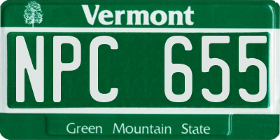 VT license plate NPC655