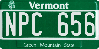 VT license plate NPC656