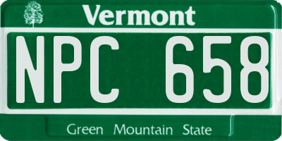 VT license plate NPC658