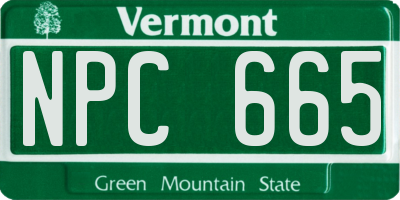 VT license plate NPC665