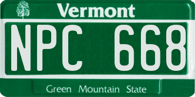 VT license plate NPC668