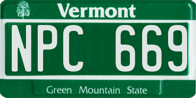 VT license plate NPC669