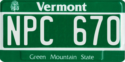 VT license plate NPC670