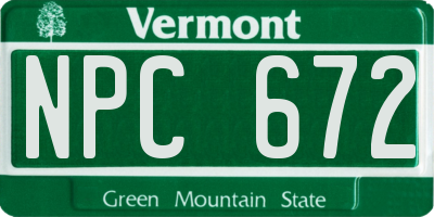 VT license plate NPC672