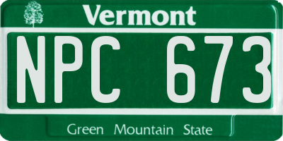 VT license plate NPC673