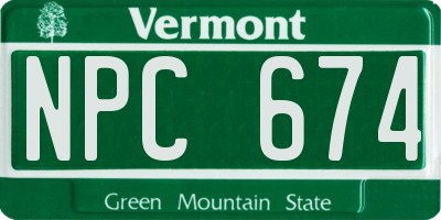 VT license plate NPC674