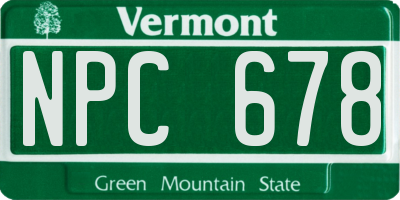 VT license plate NPC678