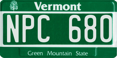 VT license plate NPC680