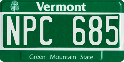 VT license plate NPC685